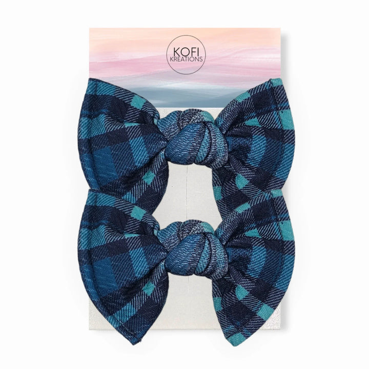 Blue Plaid | Knot Hair Bows