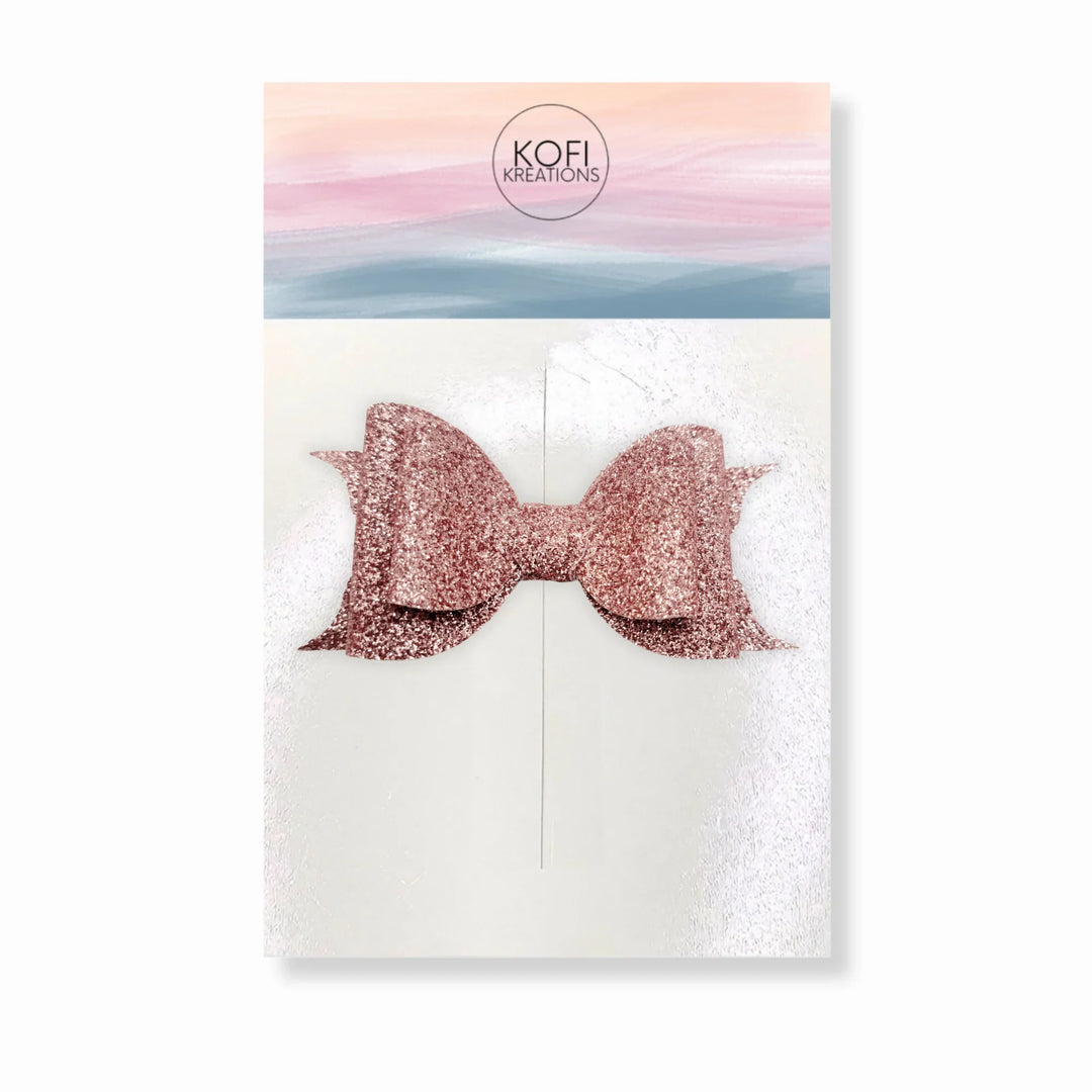 Rose Glitter Hair Bow