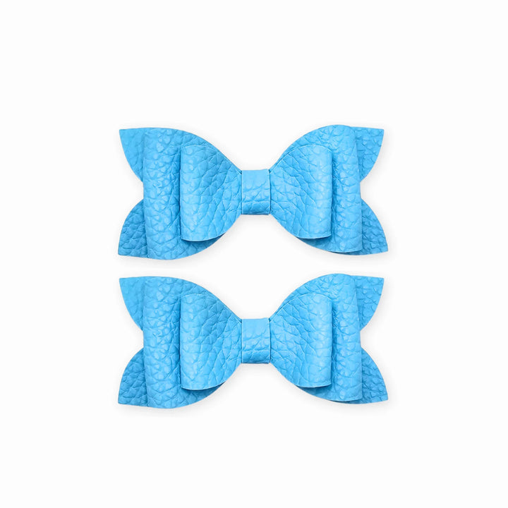 Luna | Blue Pastel Faux Leather Hair Bow