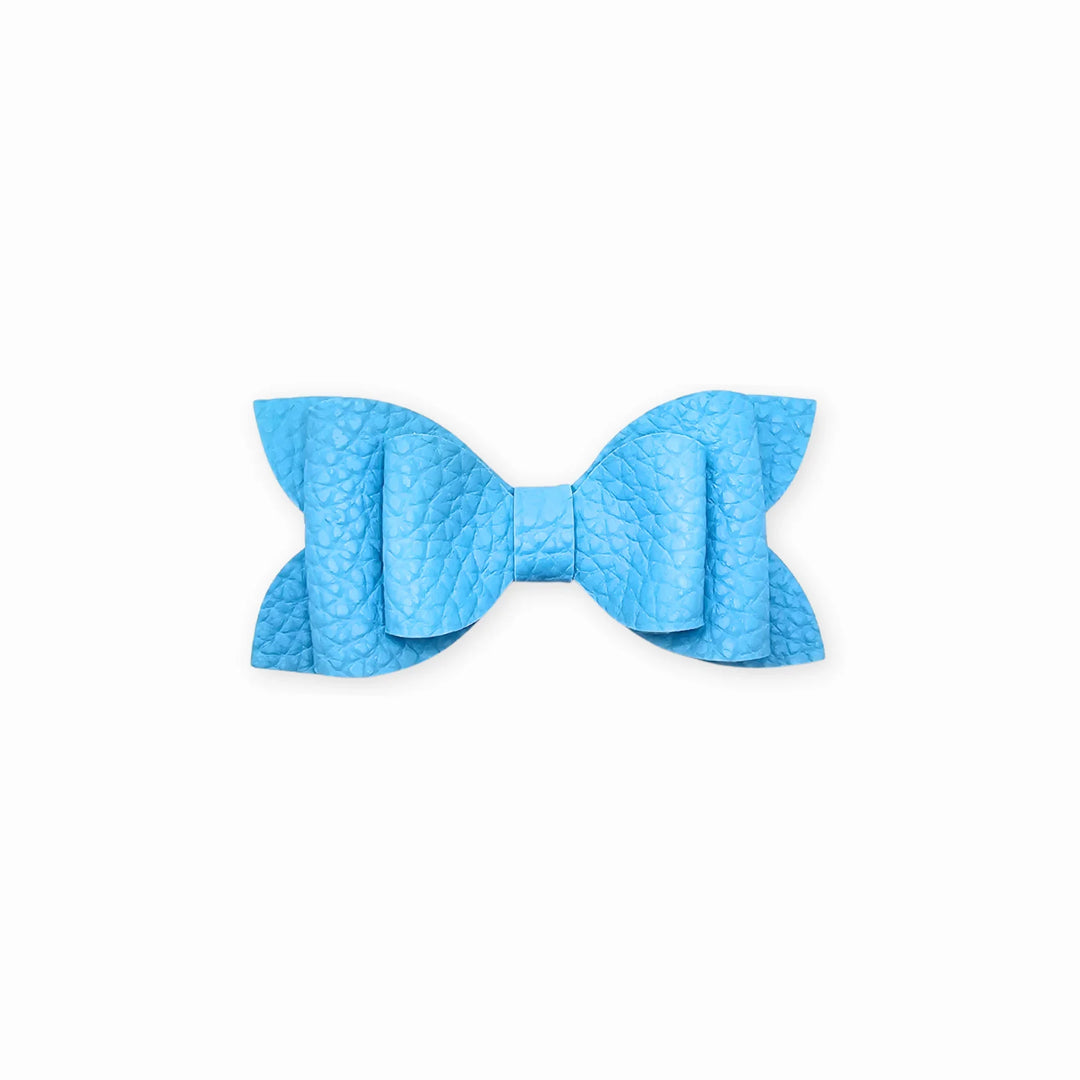 Luna | Blue Pastel Faux Leather Hair Bow
