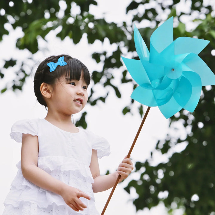 Luna | Blue Pastel Faux Leather Hair Bow