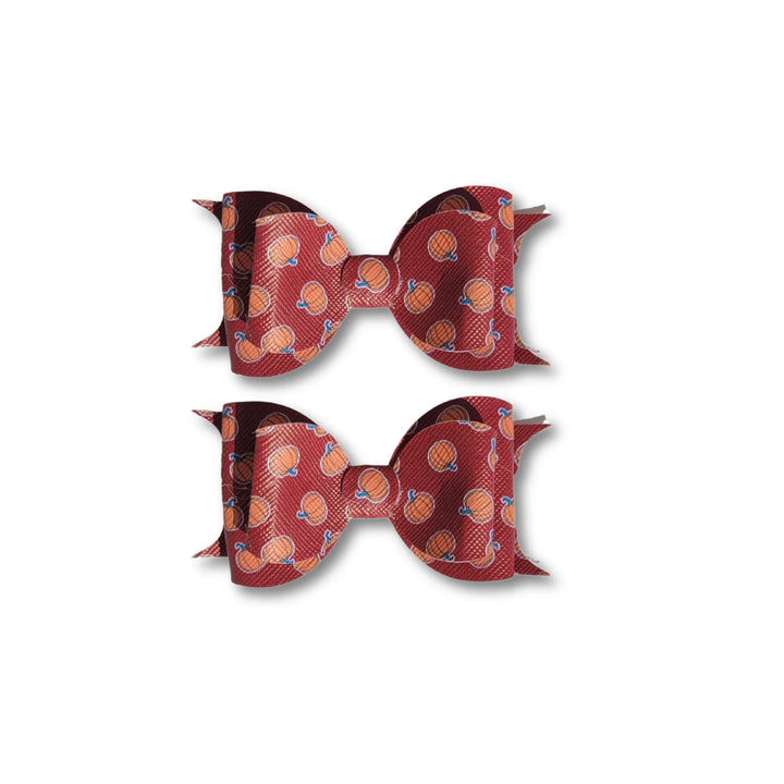 Ella | Pumpkin Spice Fall Leaves Faux Leather Hair Bow