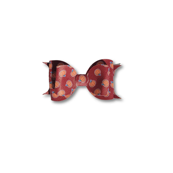 Ella | Pumpkin Spice Fall Leaves Faux Leather Hair Bow