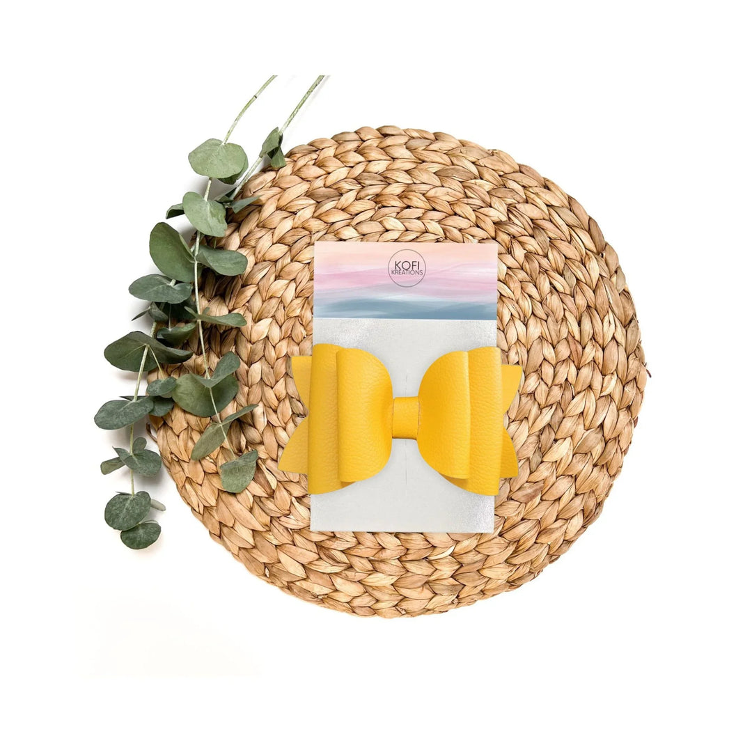 Josie | Yellow Faux Leather Hair Bow
