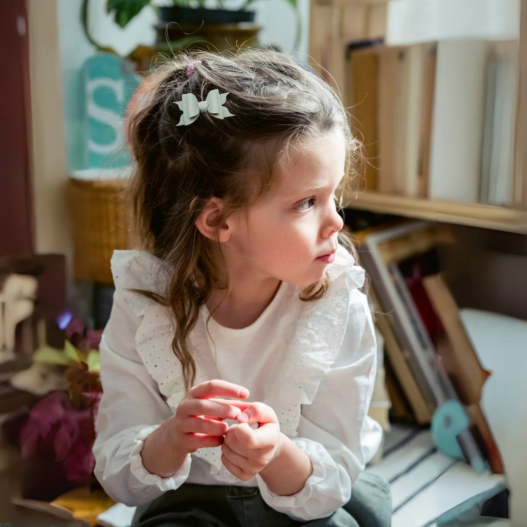 Ella | Aqua Faux Leather Hair Bow