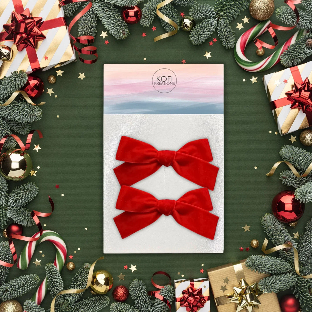 Large Velvet | Pigtail Set - Hand-Tied Bows