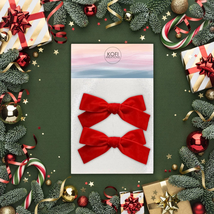 Large Velvet | Pigtail Set - Hand-Tied Bows