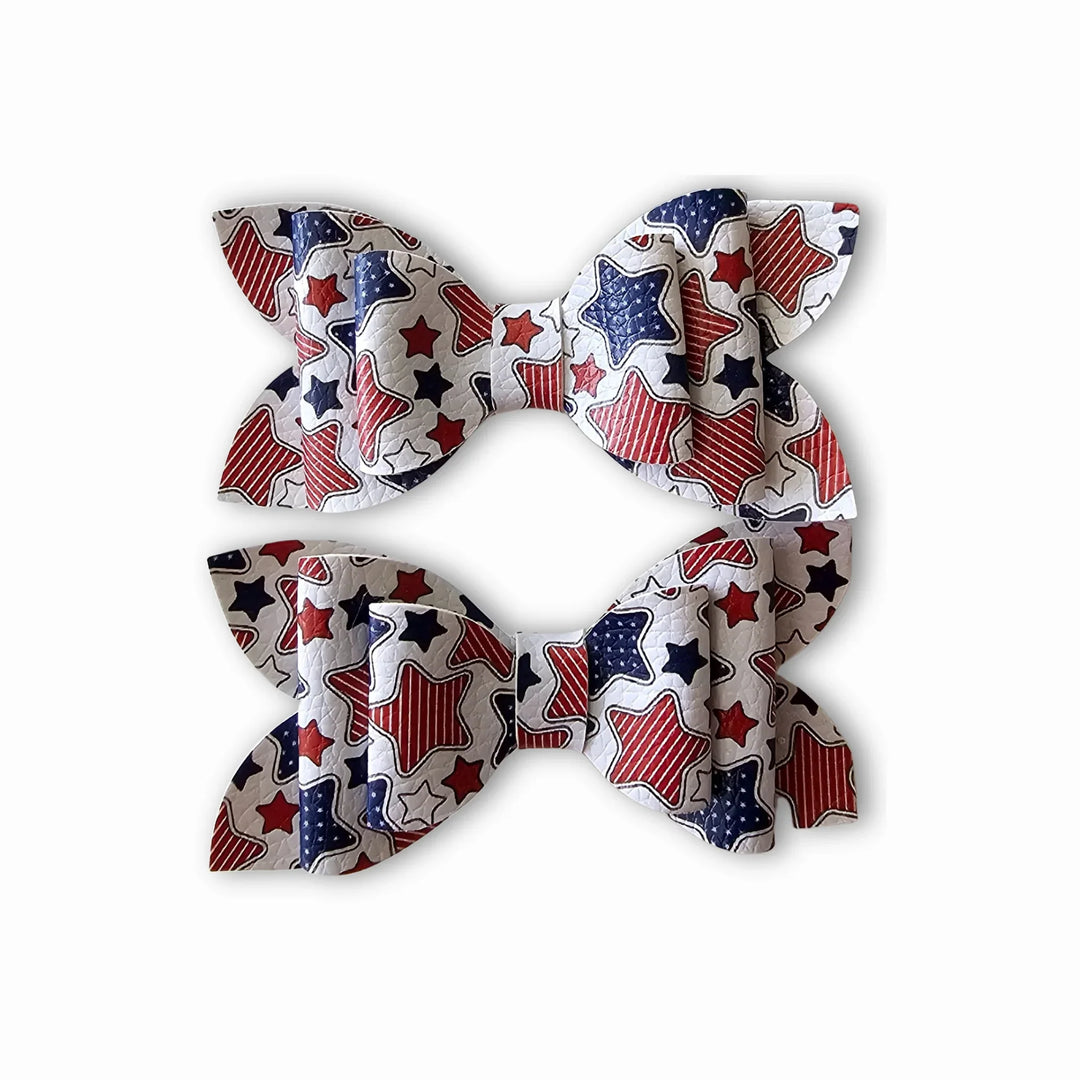 Luna | Patchy Stars Faux Leather Hair Bows