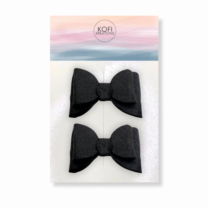 Black Felt Piggy Hair Bows