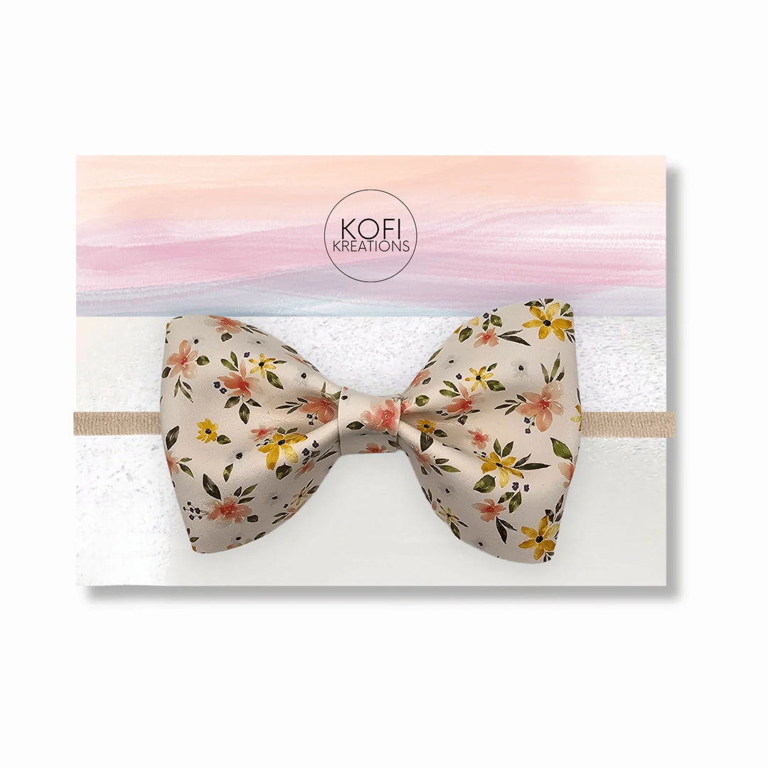 Pinch | Floral Faux Leather Hair Bow
