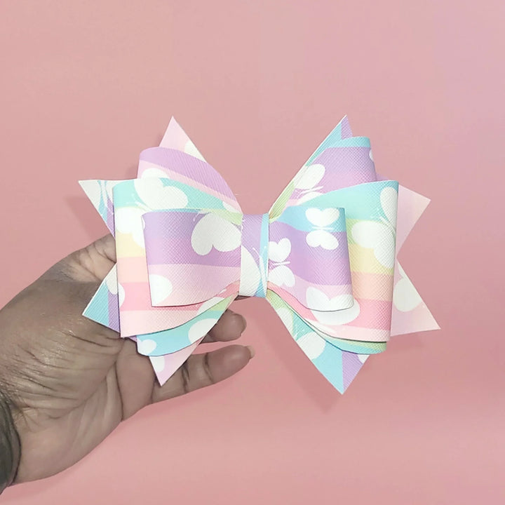 Rainbow Butterfly | Faux Leather Hair Bow