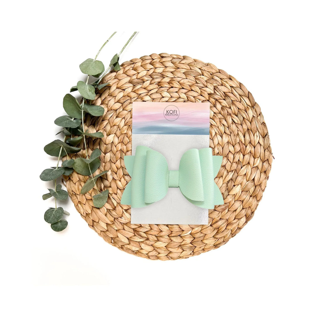 Josie | Mint Faux Leather Hair Bow