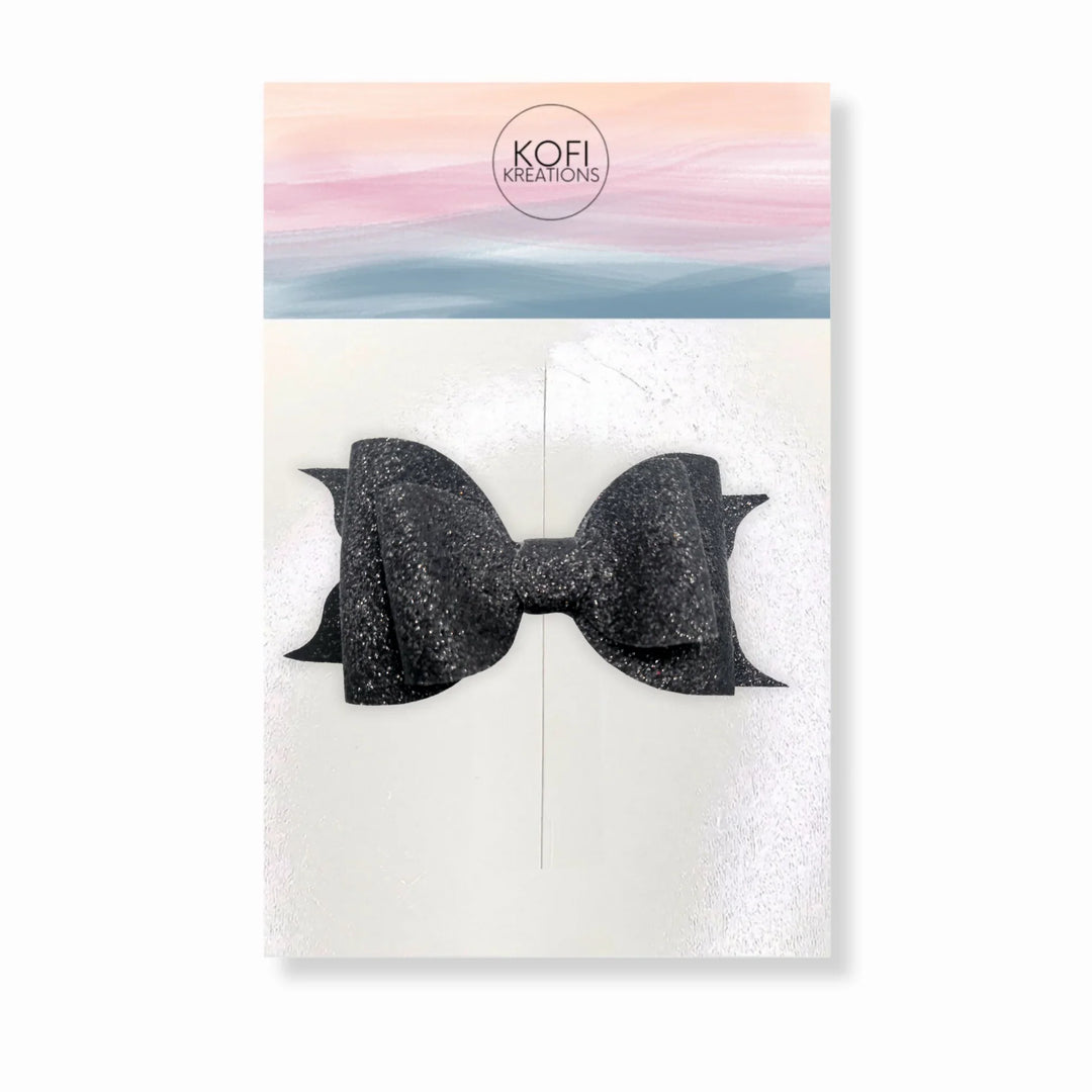 Black Glitter Hair Bow