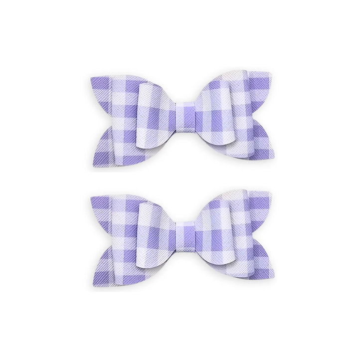 Luna | Purple Plaid Faux Leather Hair Bow