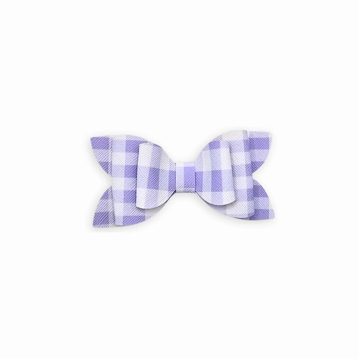 Luna | Purple Plaid Faux Leather Hair Bow