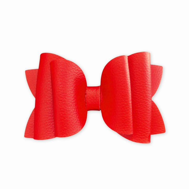 Josie | Red Faux Leather Hair Bow