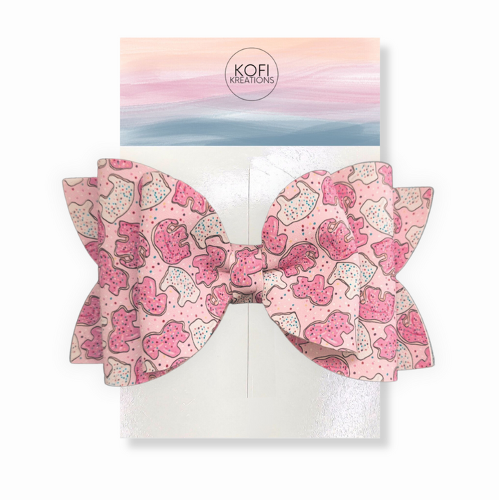 Josey Animal Cracker Faux Leather Hair Bow