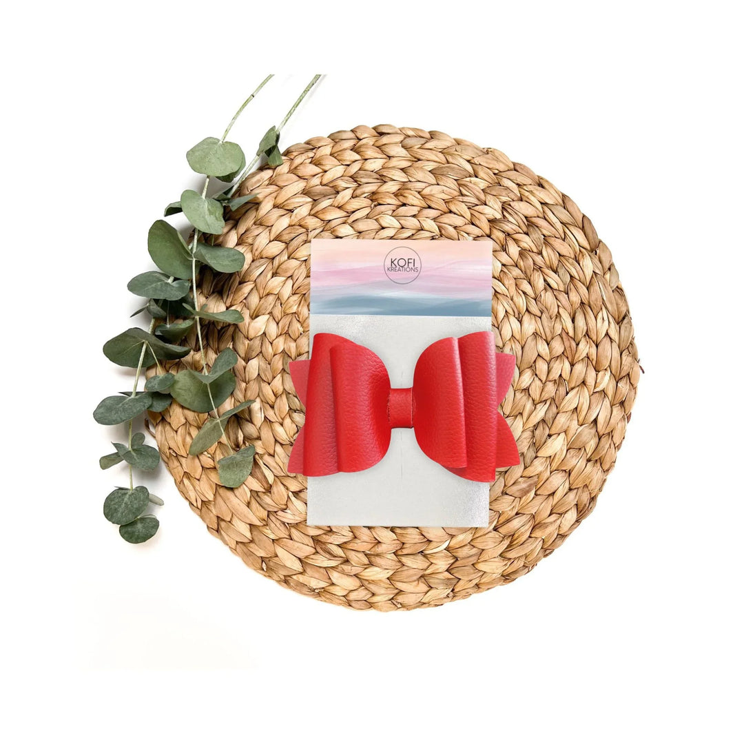 Josie | Red Faux Leather Hair Bow