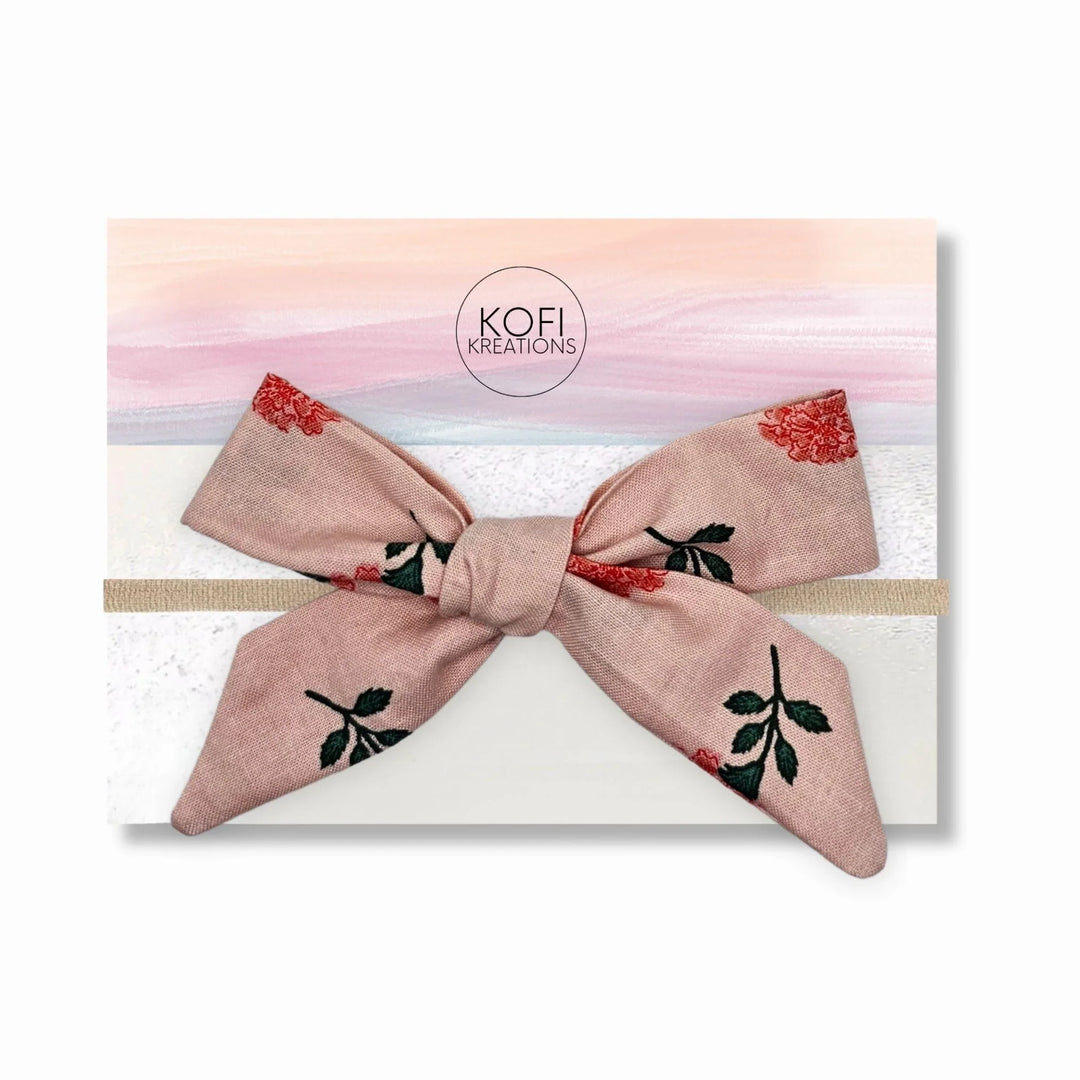 Audrey - Peachy Keen Hand-Tied Hair Bow