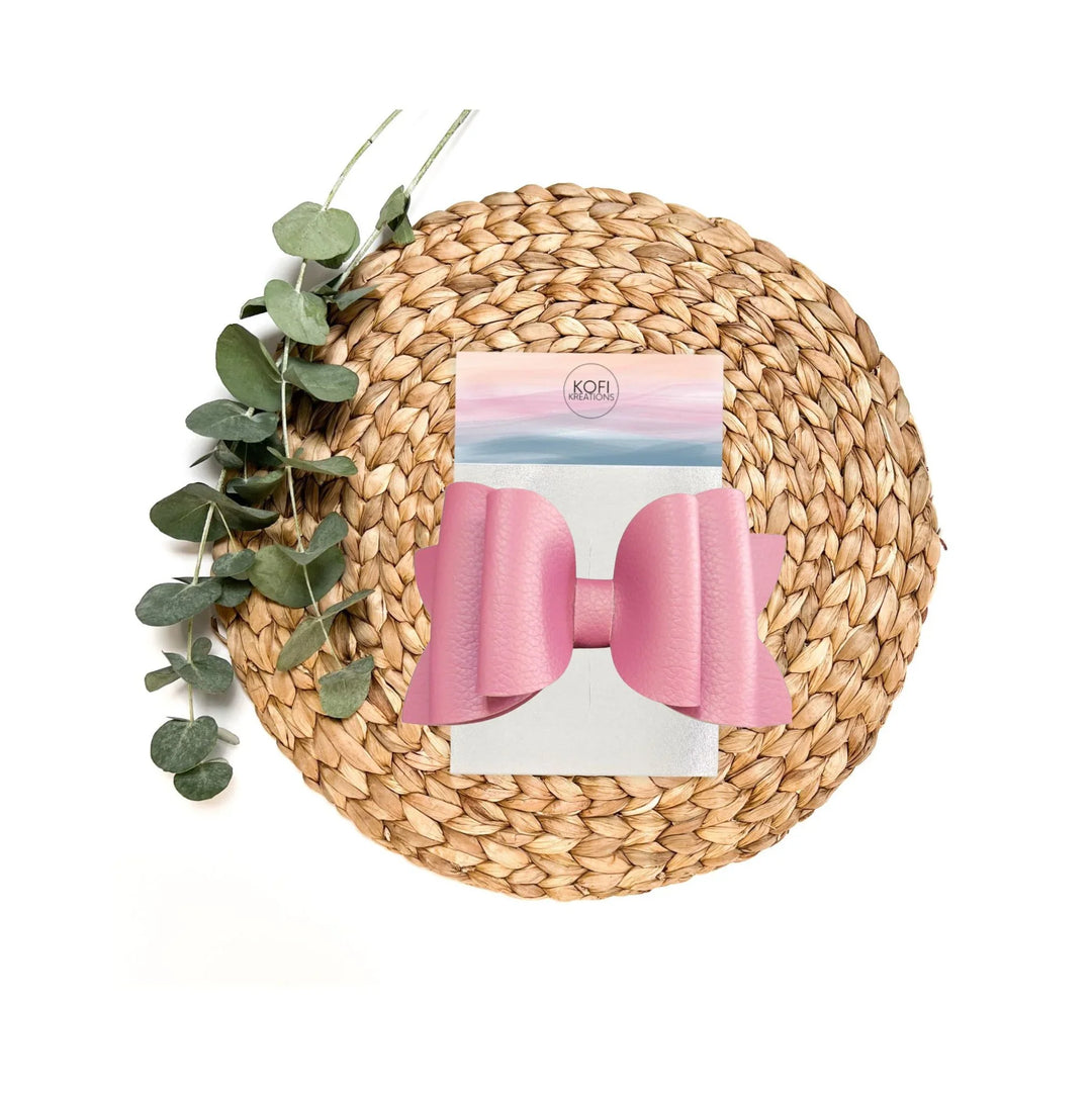 Josie | Pink Faux Leather Hair Bow