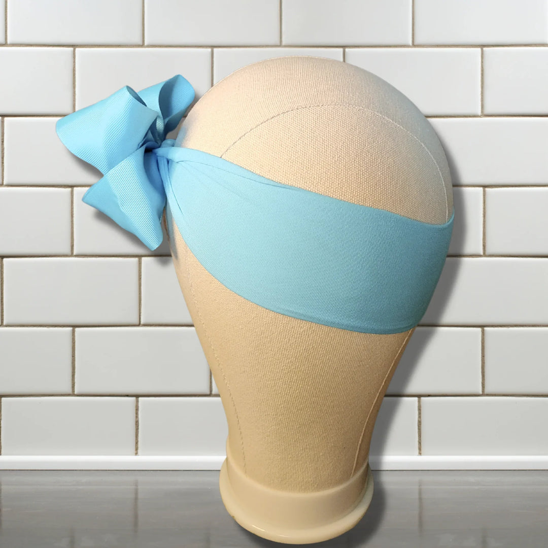 Light Blue Turban Bow Headband