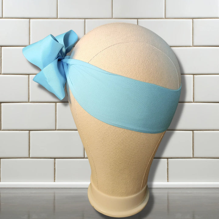 Light Blue Turban Bow Headband