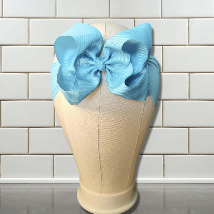 Light Blue Turban Bow Headband