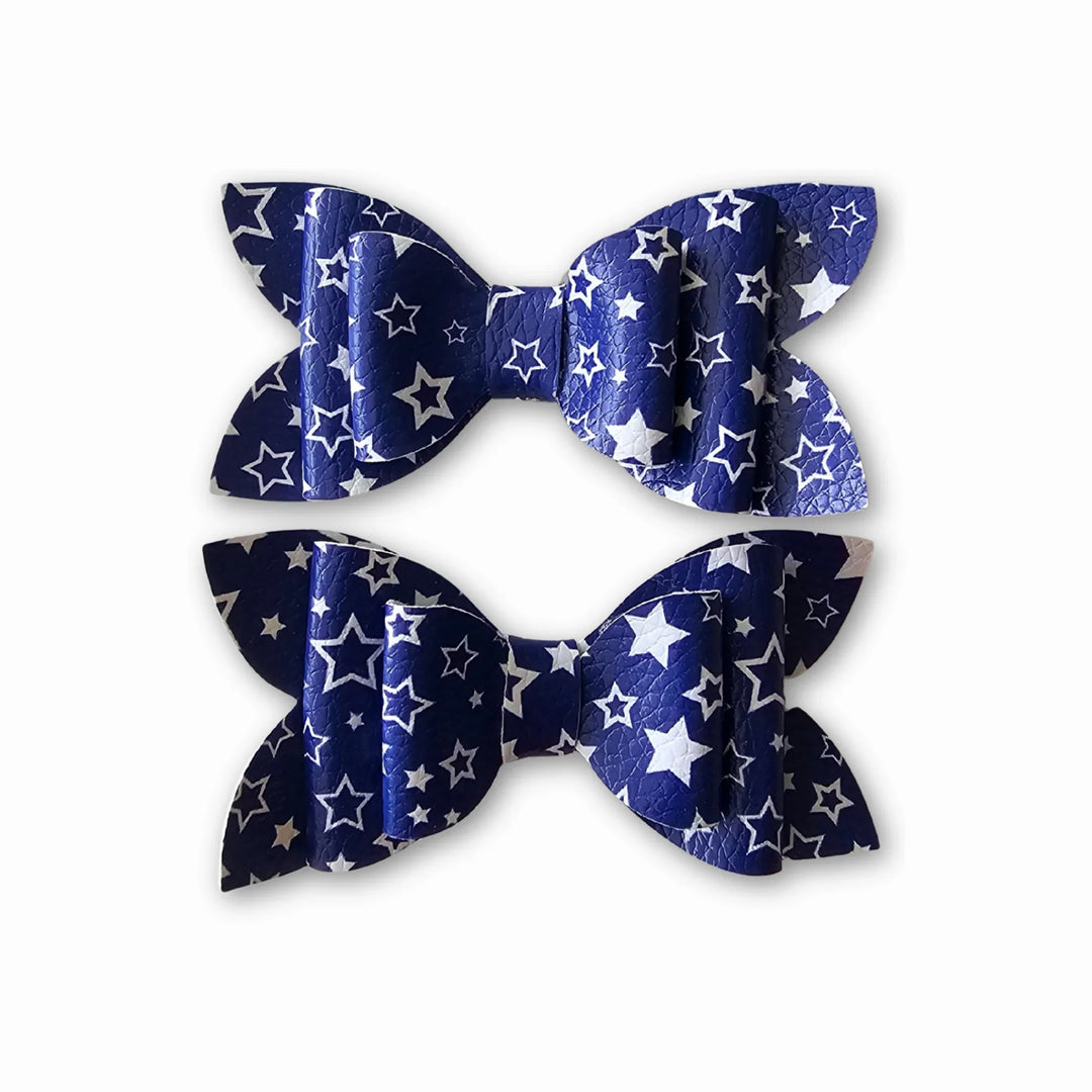 Luna | Midnight Sky Faux Leather Hair Bows