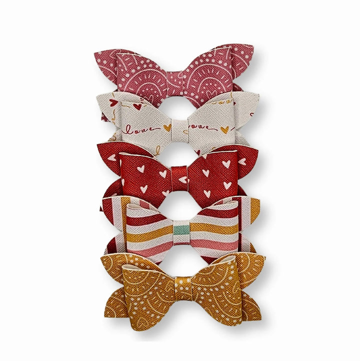 Luna | Rainbow Valentine Faux Leather Hair Bows