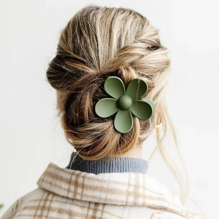 Gray Flower Hair Claw