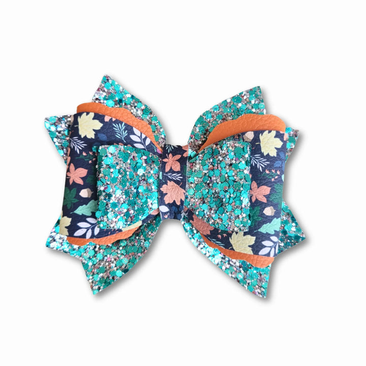 Teal Blossom | Faux Leather Hair Bow