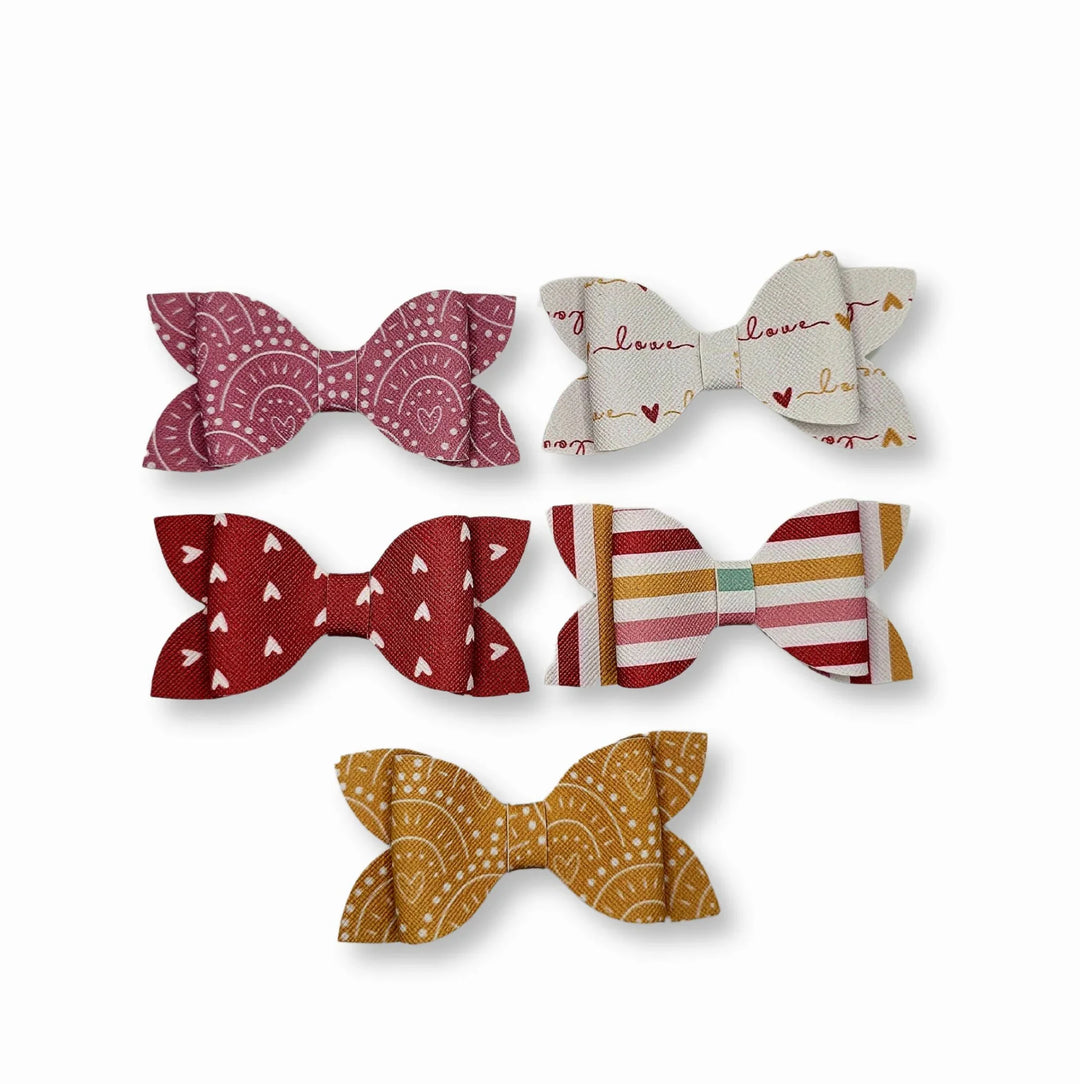 Luna | Rainbow Valentine Faux Leather Hair Bows