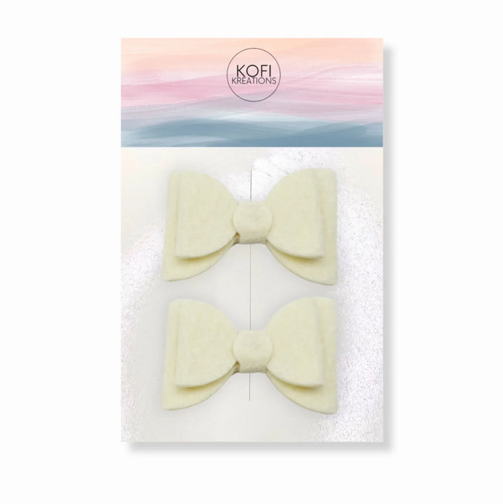Cream Felt Piggy Hair Bows