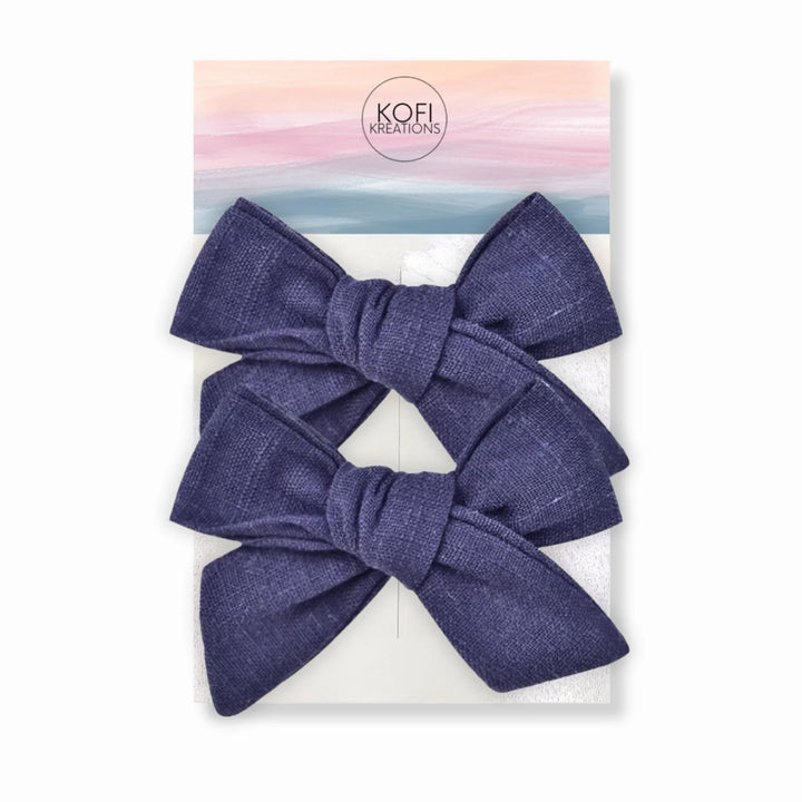 Blue Pigtail Hair Bows