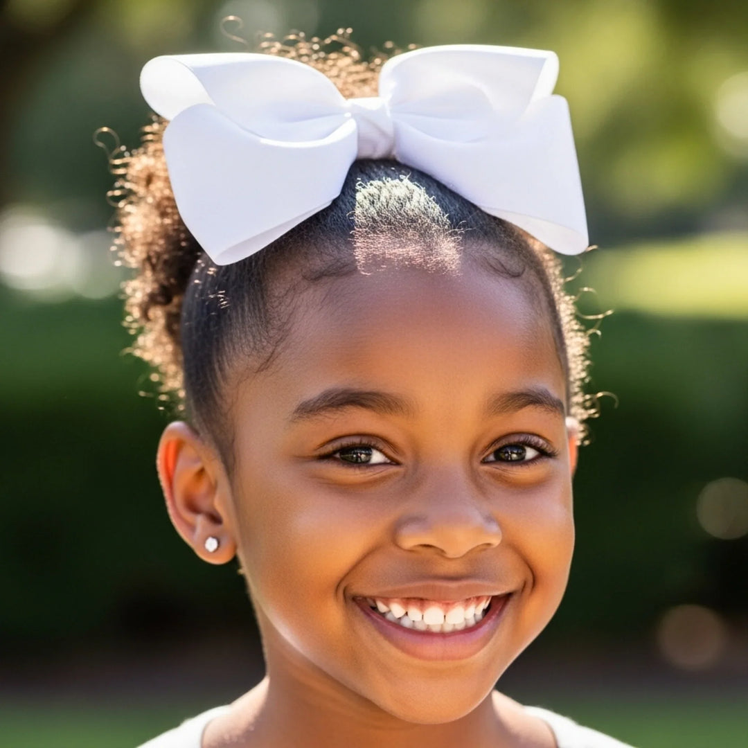 White | Grosgrain Ribbon Hair Bow