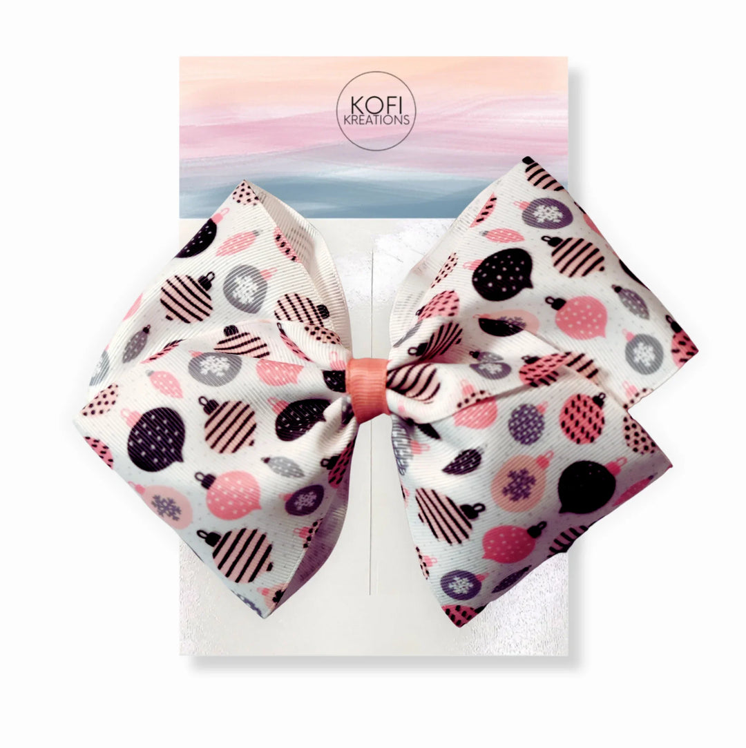 Pink Holiday Ribbon Hair Bow