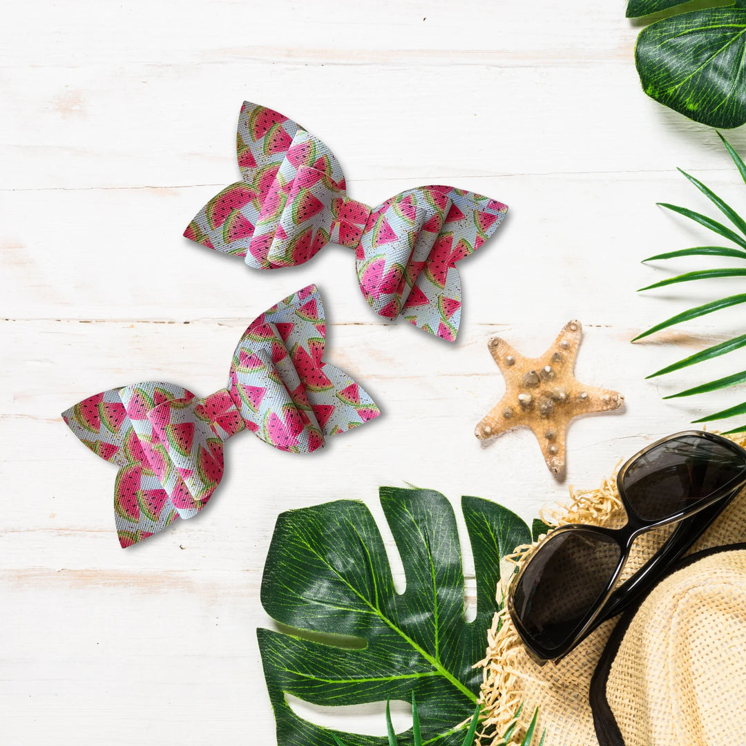 Faux leather bow