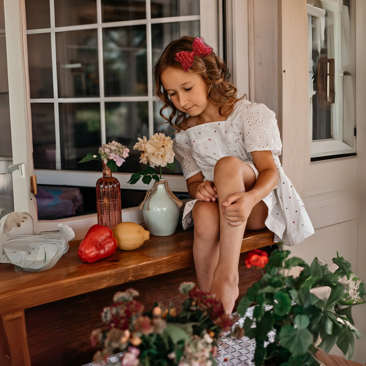 Red | Josie Glitter Hair Bow