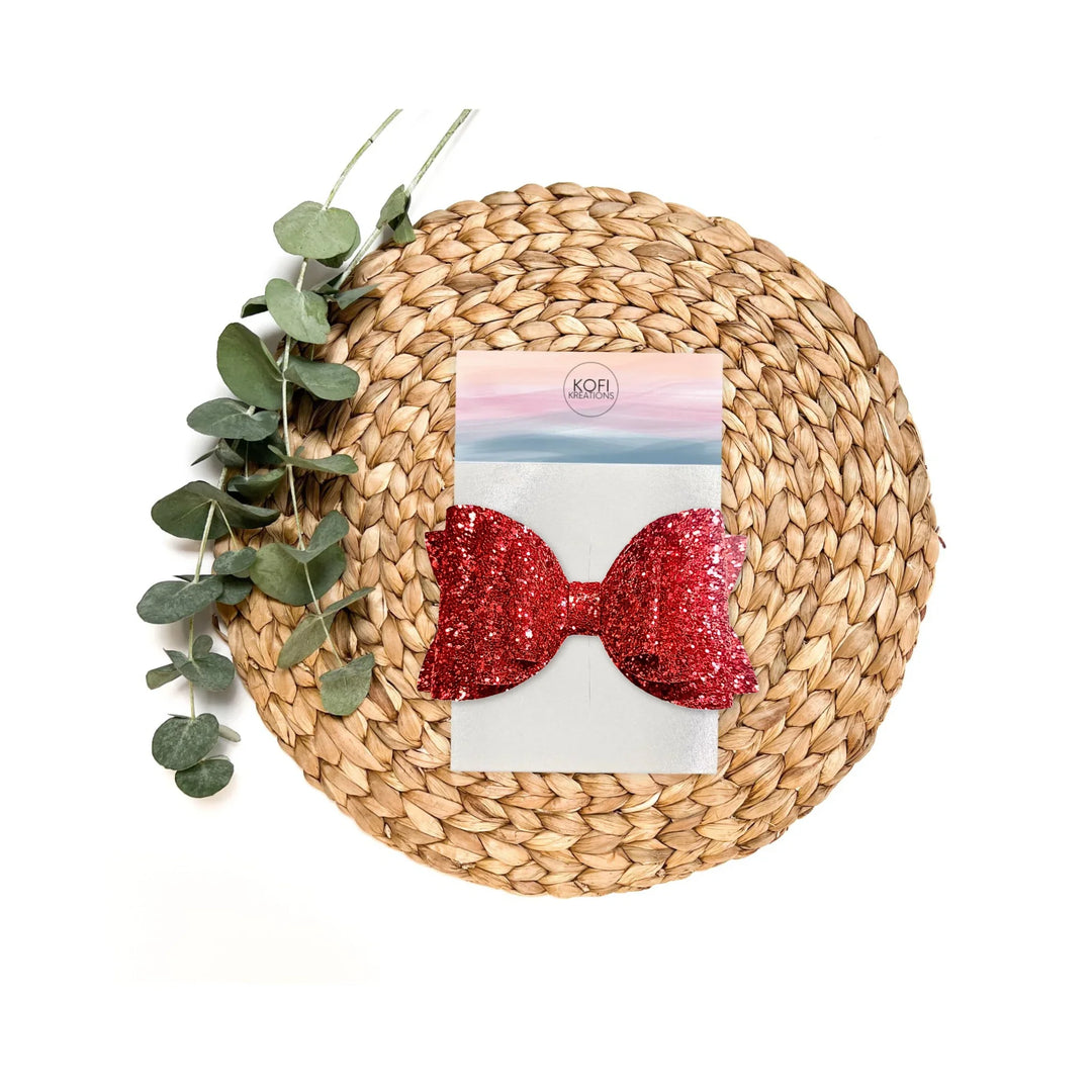 Red | Josie Glitter Hair Bow