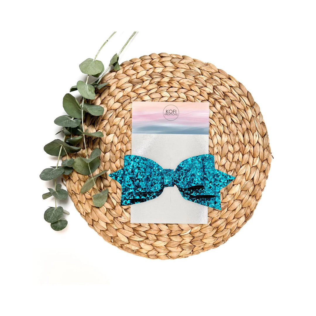 Turquoise | Pepperdine Glitter Hair Bow