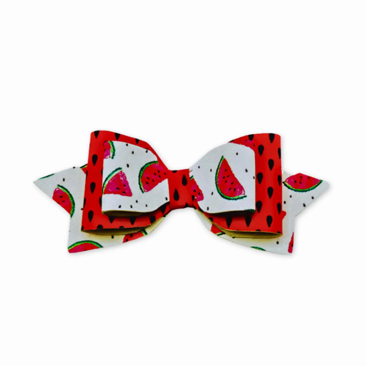 Watermelon | Pepperdine Faux Leather Hair Bow