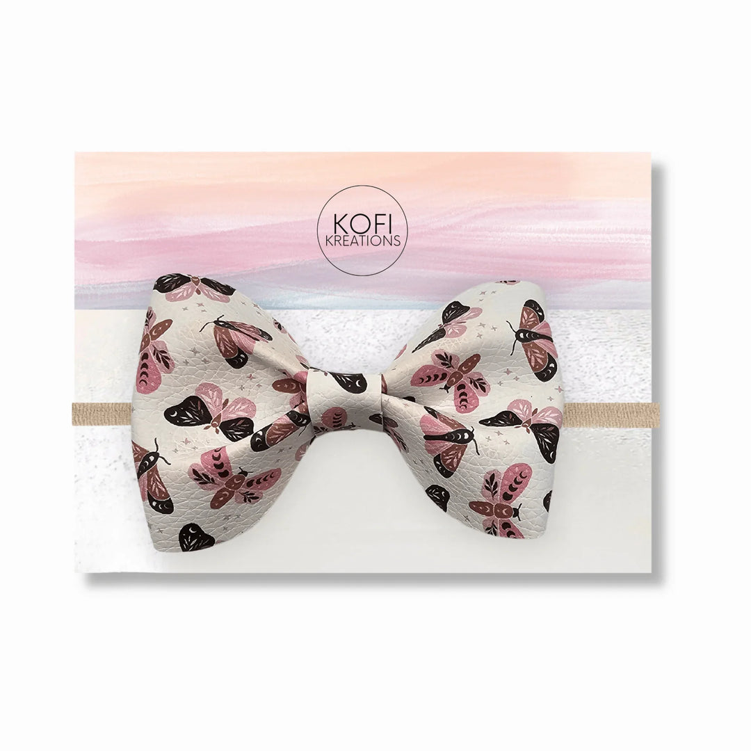 Brown-Pink Butterfly Pinch Hair Bow
