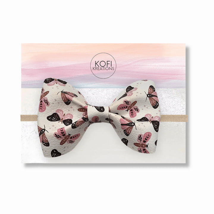 Brown-Pink Butterfly Pinch Hair Bow