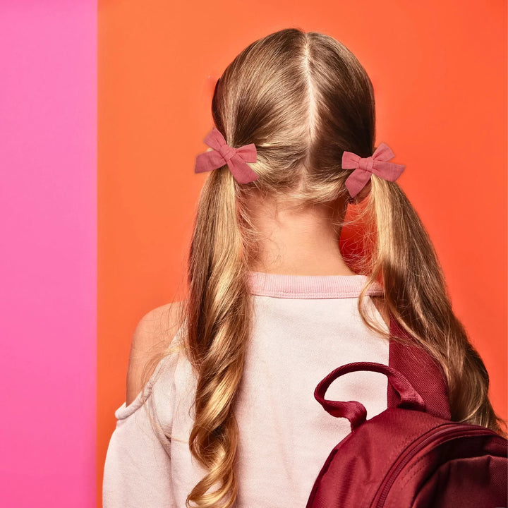 Coral Pigtail Hair Bows