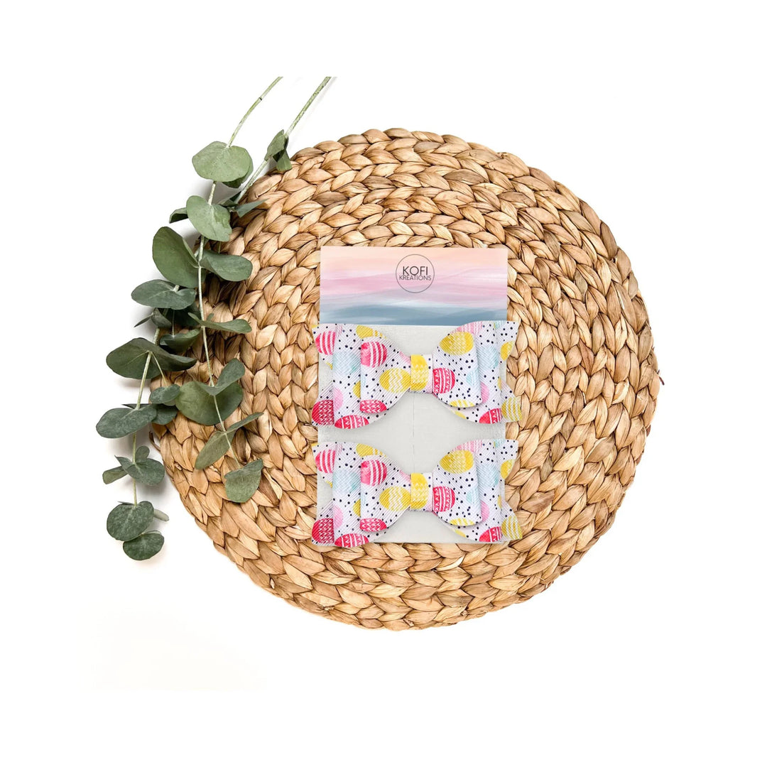 Luna | Pastel Egg Faux Leather Hair Bow