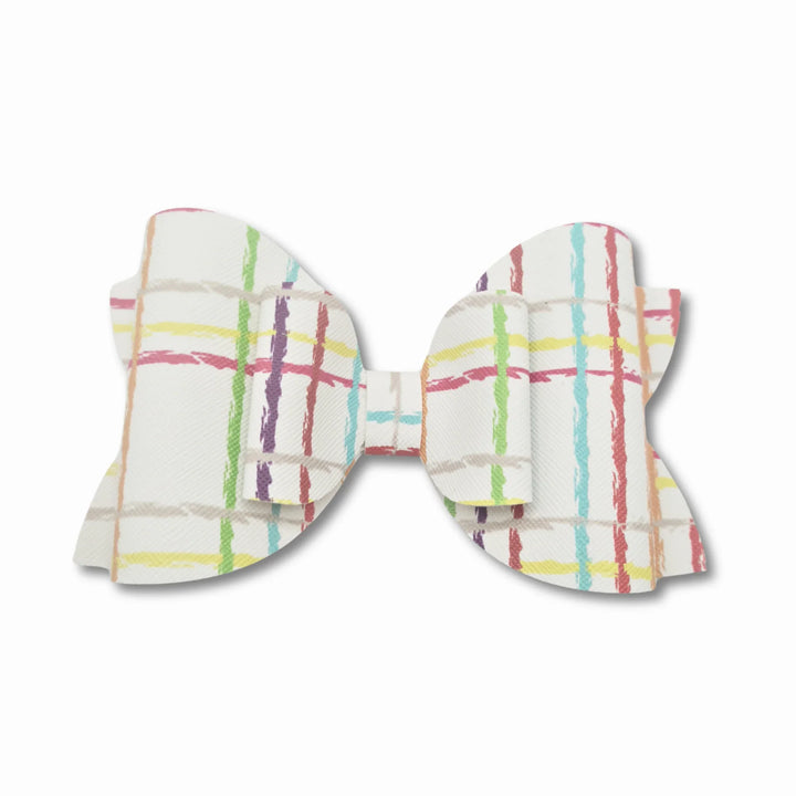 Plaid | Rainbow Josie Faux Leather Hair Bow