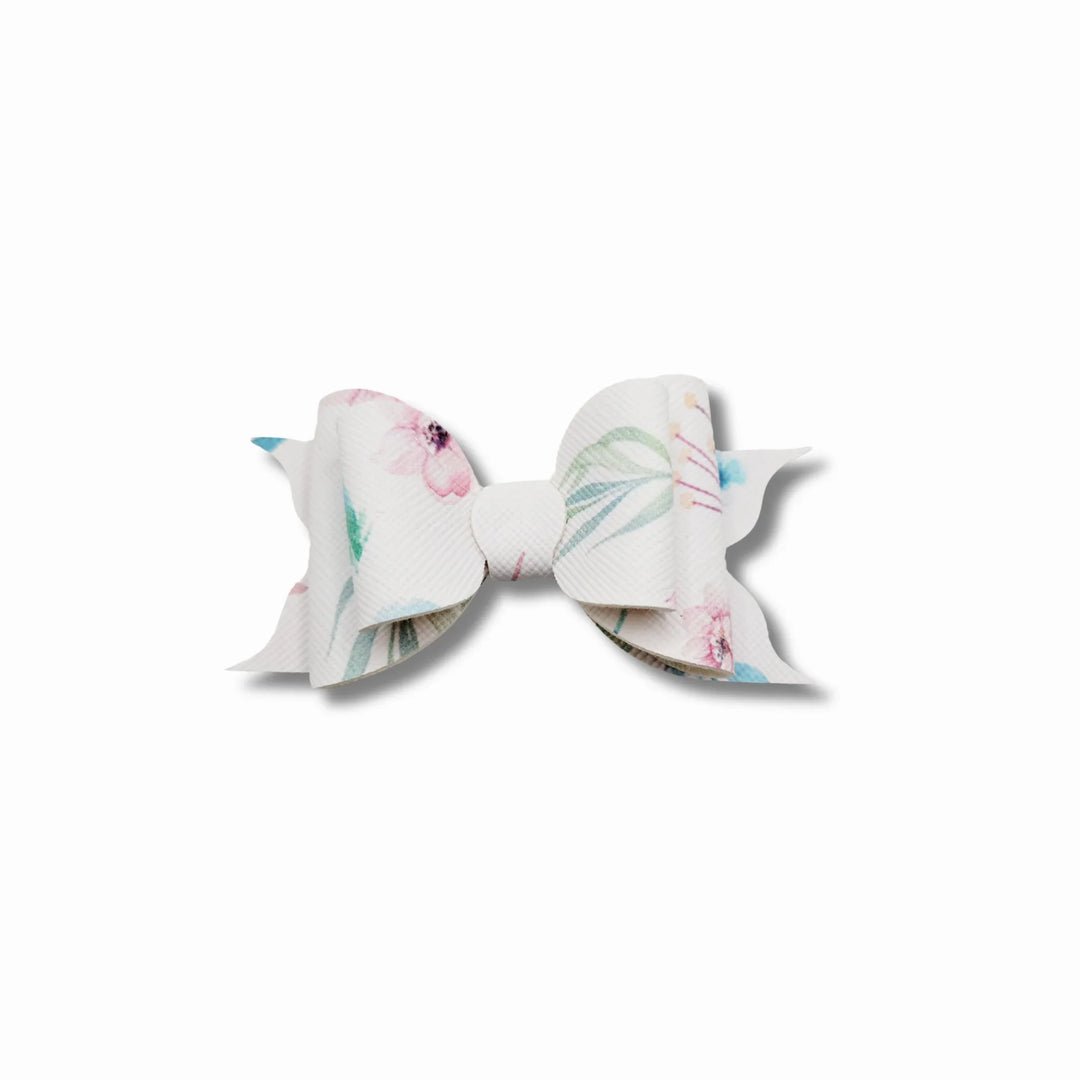 Ella | Flower Faux Leather Hair Bow