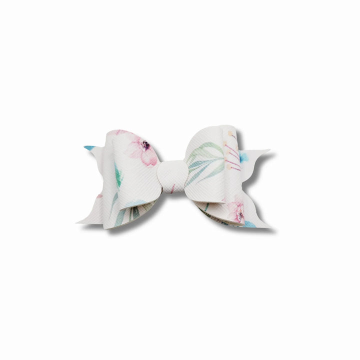 Ella | Flower Faux Leather Hair Bow