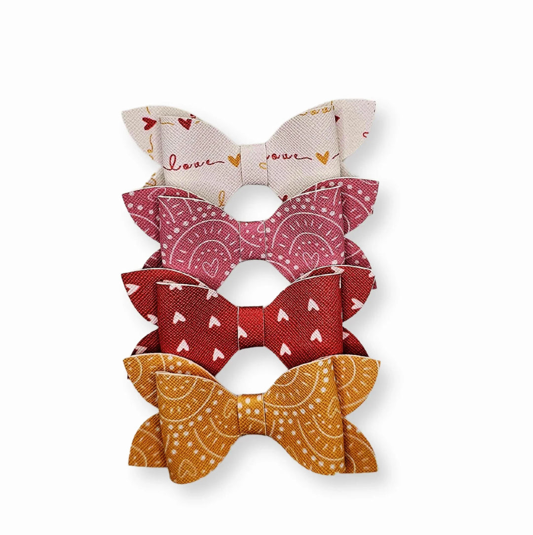 Luna | Rainbow Valentine Faux Leather Hair Bows