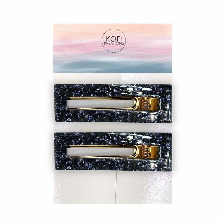 Blue Marble Hair Clip